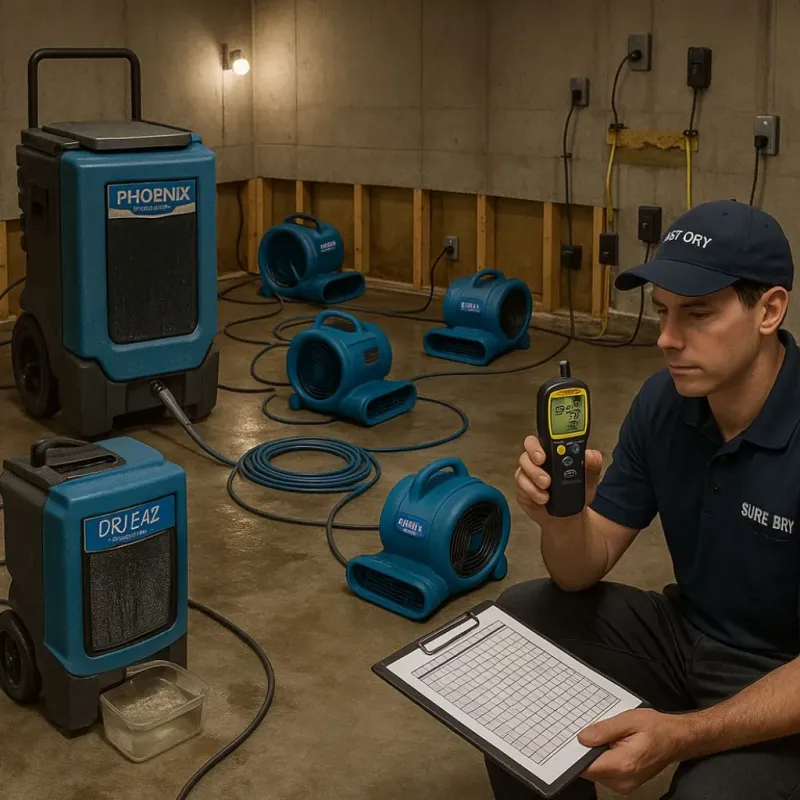 Structural Drying and Dehumidification process in Ridgeville, SC